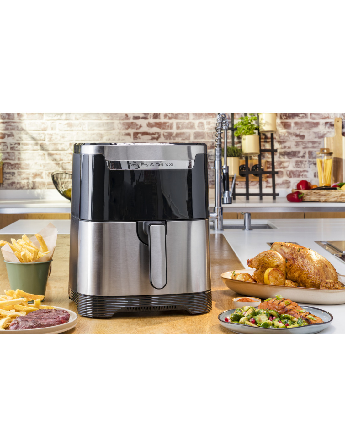 Moulinex EZ801D10 Easy Fry & Grill Xxl Air fryer - black/stainless steel