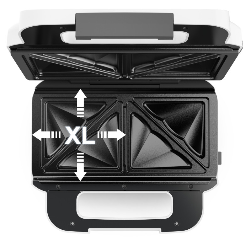 Tefal Snack XL SW7011 gaufrier et appareil à croque-monsieur 850 W Blanc, Acier inoxydable