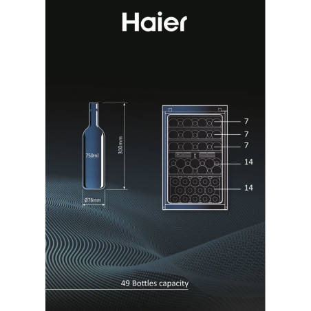 Haier Wine Bank 50 Serie 5 HWS49GA Refroidisseur de vin compresseur Autoportante Noir 49 bouteille(s)