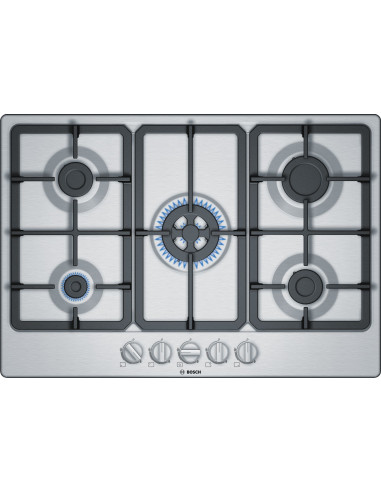 Bosch Serie 4 PGQ7B5B90 kookplaat Roestvrijstaal Ingebouwd 75 cm Gaskookplaat 5 zone(s)