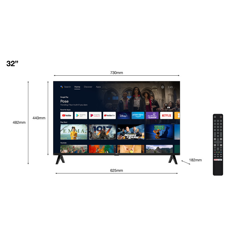 TCL S54 Series 32S5400A tv 81,3 cm (32") HD Smart TV Wifi Zwart