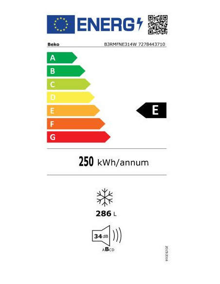 Beko B3RMFNE314W congélateur Congélateur vertical Pose libre 286 L Blanc