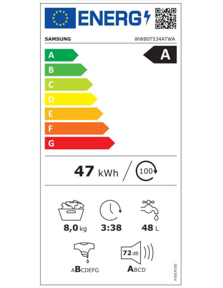 Samsung Autodose Wasmachine 8KG 5000-serie WW80T534ATWA