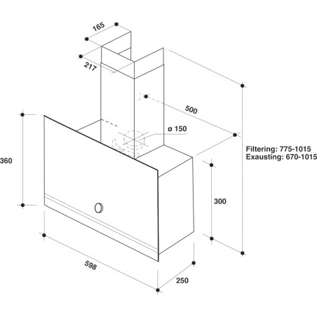 Whirlpool WHVA 62F LM K Montée au mur Noir 485 m³ h A