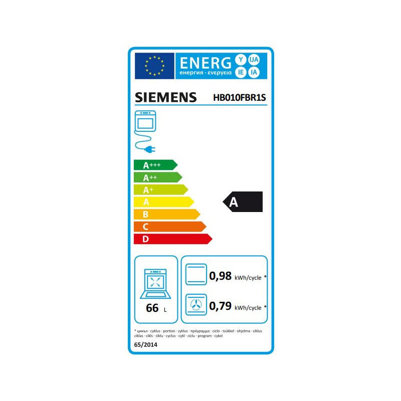 Siemens iQ100 HB010FBR1S four 66 L 3300 W A Noir, Acier inoxydable