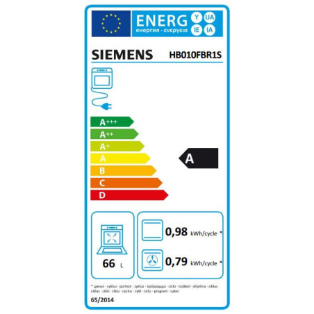 Siemens iQ100 HB010FBR1S four 66 L 3300 W A Noir, Acier inoxydable