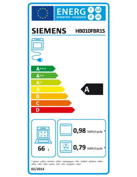 Siemens iQ100 HB010FBR1S oven 66 l 3300 W Zwart, Roestvrijstaal