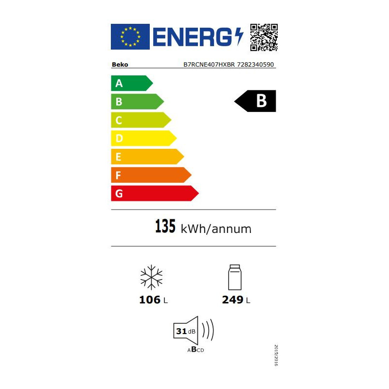 BEKO B7RCNE407HXBR – Koel-vriescombinatie No Frost B