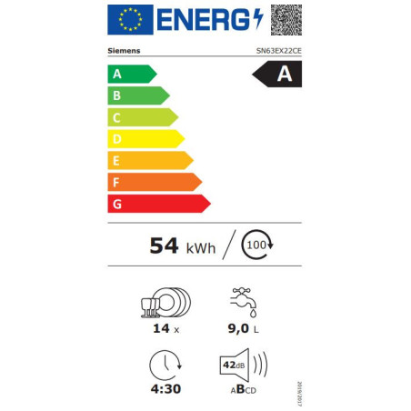Siemens iQ300 SN63EX22CE lave-vaisselle Entièrement intégré 14 couverts