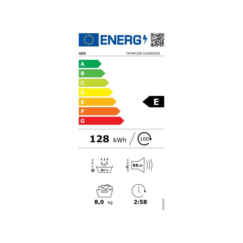 AEG TR78432B Warmtepompdroogkast 8 kg SensiDry PreciseDry EasyClean