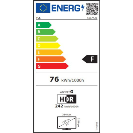 TCL 55C7K tv 139,7 cm (55") 4K Ultra HD Smart TV Wifi Metallic 2600 cd/m²