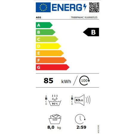 AEG TR88PA64C Sèche-linge pompe à chaleur 8 kg AbsoluteCare PreciseDry MixDry