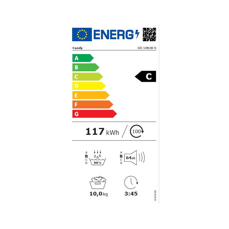 Candy GD 10N3B-S Warmtepompdroogkast 10 kg Energieklasse C Easy Iron hOn