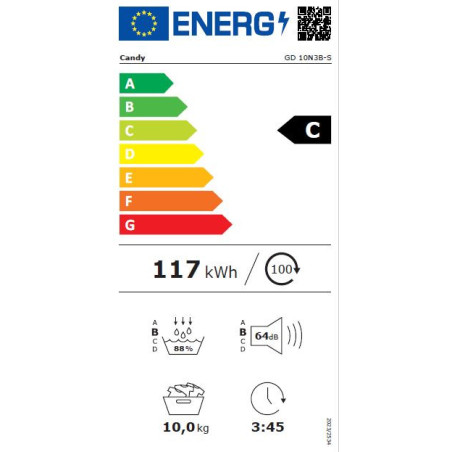 Candy GD 10N3B-S Warmtepompdroogkast 10 kg Energieklasse C Easy Iron hOn