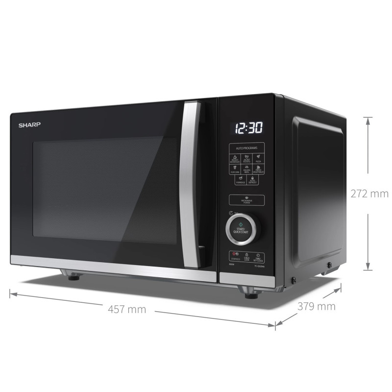 Sharp YC-QS204AE-B magnetron Zwart, Roestvrijstaal Solo-magnetron Aanrecht 20 l 800 W