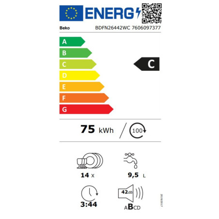 Beko bPRO 500 BDFN26442WC lave-vaisselle Pose libre 14 couverts