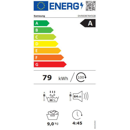SAMSUNG DV90DB7845GBU3 Sèche-linge pompe à chaleur 9 kg AI Dry+ QuickDrive SmartThings