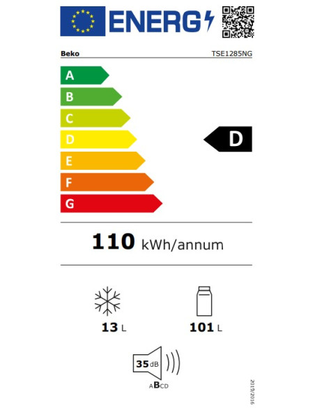 Beko TSE1285NG combi-koelkast Aanrecht 114 l Grijs