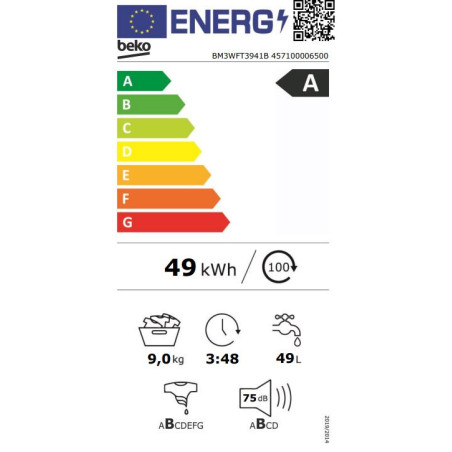 Beko b300 BM3WFT3941B wasmachine Voorbelading 9 kg 1400 RPM Wit