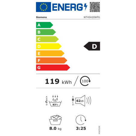 BOSCH WTH8520WFG Sèche-linge 8 kg Pompe à chaleur AutoDry EasyClean