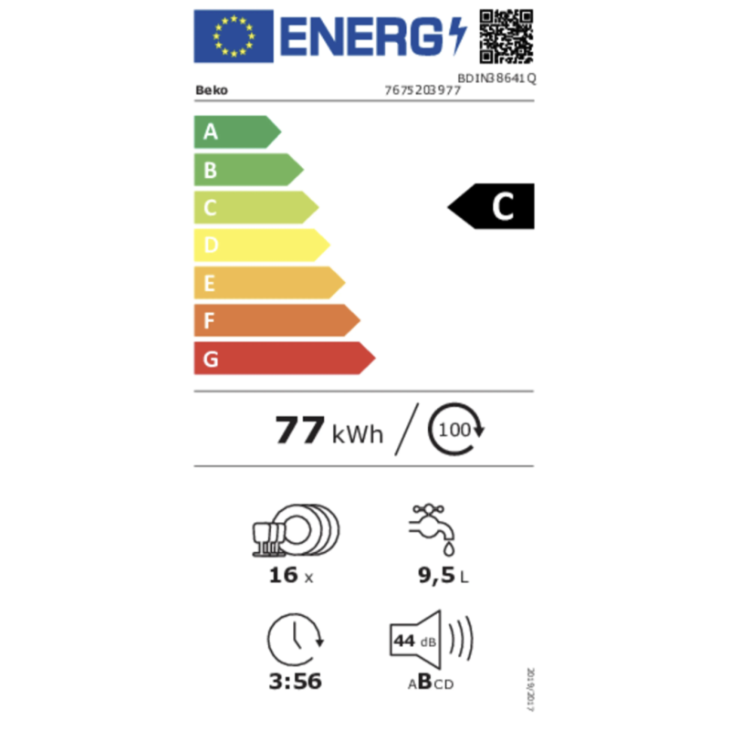 Beko BDIN38641Q vaatwasser Volledig ingebouwd 16 couverts C