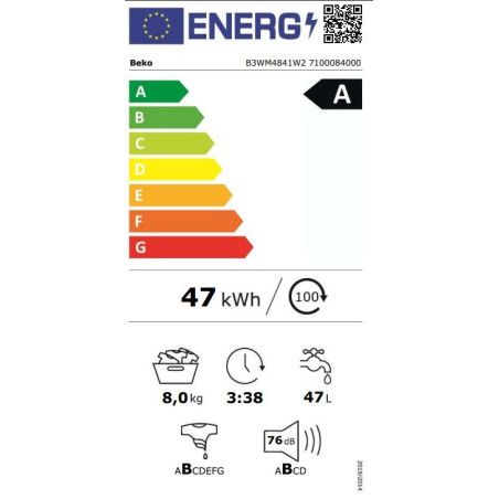Beko b300 B3WM4841W2 machine à laver Charge avant 8 kg 1400 tr/min Blanc