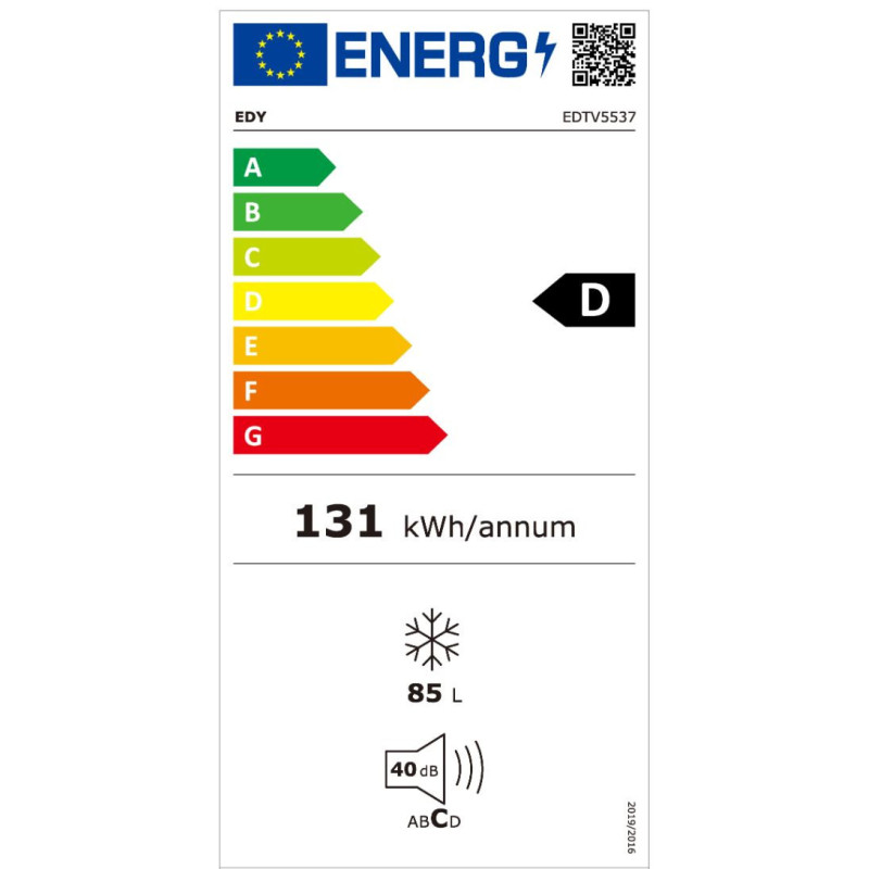 EDY EDTV5537 Diepvriezer 85L Energieklasse D invriescapaciteit van 4 kg per 24 uur