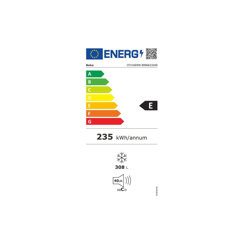 Beko CF316EWN Congélateur coffre Pose libre 308 L Blanc