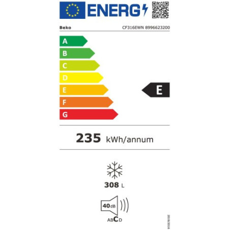 Beko CF316EWN Diepvrieskist Vrijstaand 308 l Wit