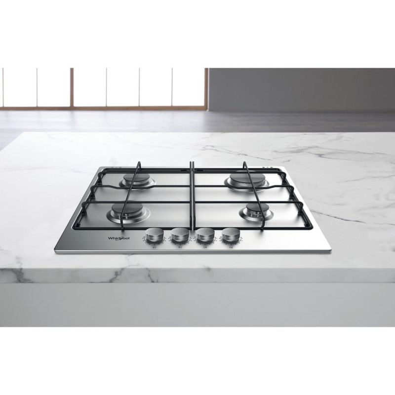 Whirlpool TGML 650 IX Roestvrijstaal Ingebouwd 58 cm Gaskookplaat 4 zone(s)