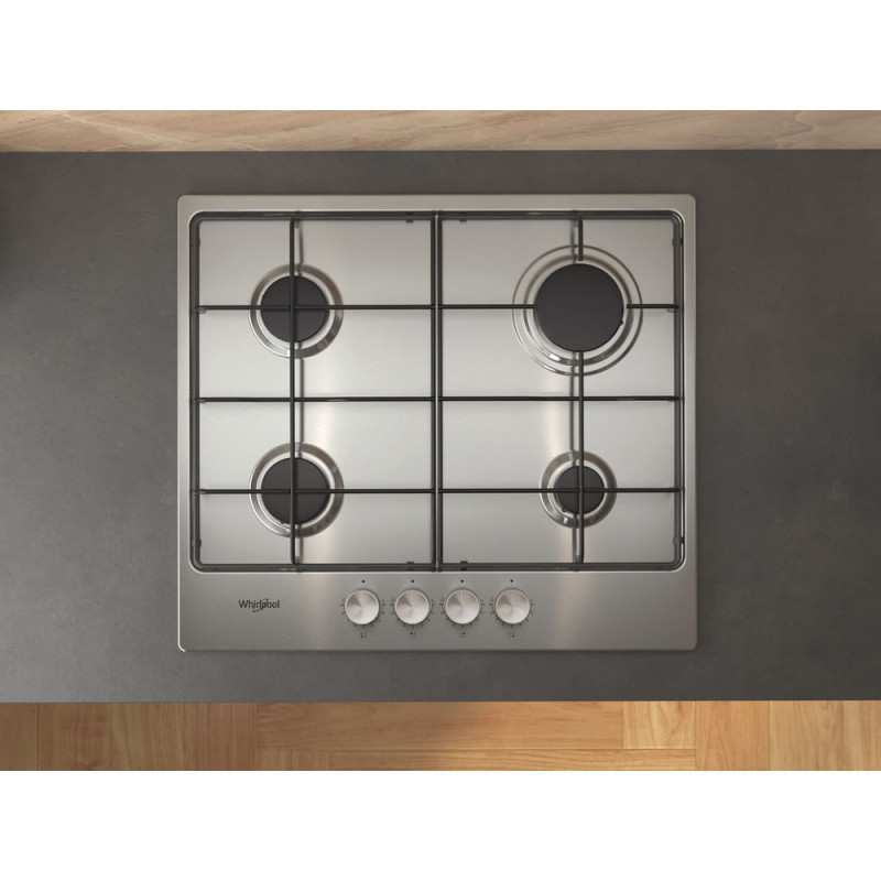 Whirlpool TGML 650 IX Roestvrijstaal Ingebouwd 58 cm Gaskookplaat 4 zone(s)