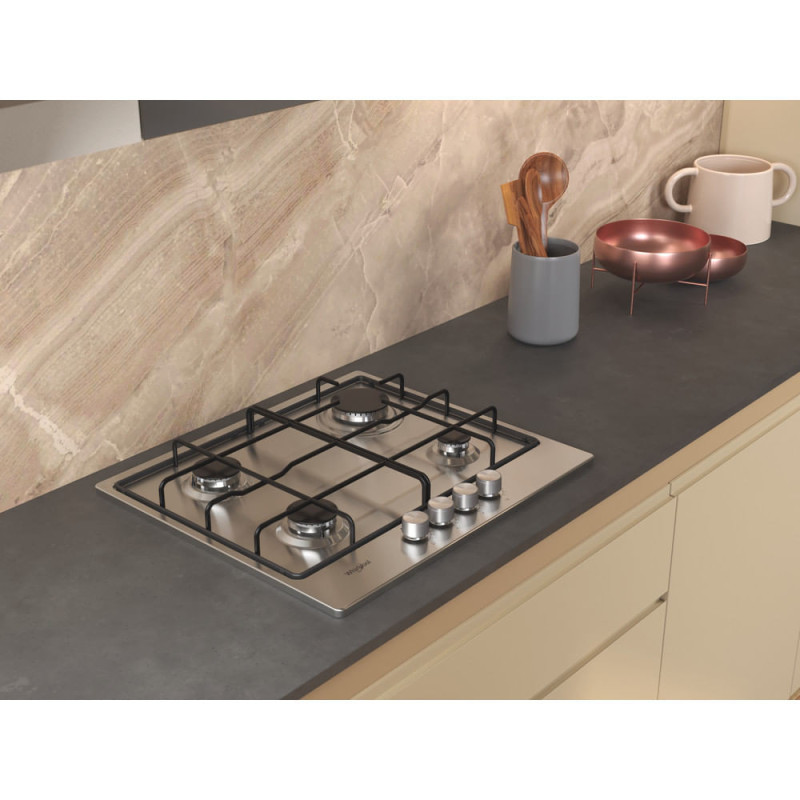 Whirlpool TGML 650 IX Roestvrijstaal Ingebouwd 58 cm Gaskookplaat 4 zone(s)