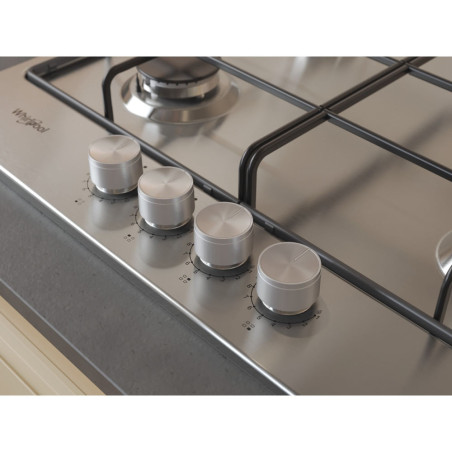 Whirlpool TGML 650 IX Roestvrijstaal Ingebouwd 58 cm Gaskookplaat 4 zone(s)