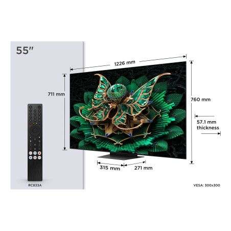 TCL 55C7K TV 139,7 cm (55") 4K Ultra HD Smart TV Wifi Métallique 2600 cd/m²