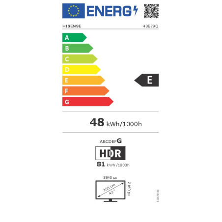 Hisense E7Q 43E79Q TV 109,2 cm (43") 4K Ultra HD Smart TV Wifi Noir