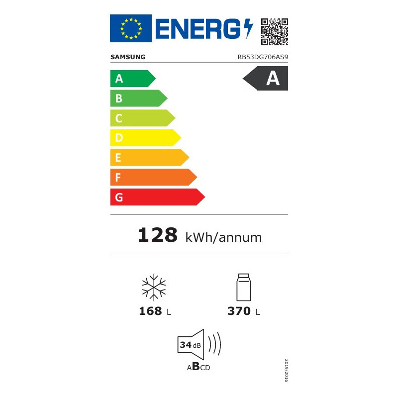 Samsung Réfrigérateur combiné, 538 L - A - RB53DG706AS9