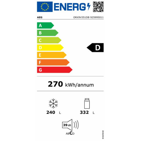 AEG ORX9V351DB Amerikaanse koelkast 572L Energieklasse D No Frost
