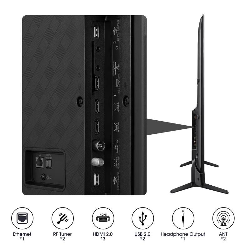 Hisense 65A6K 165,1 cm (65") 4K Ultra HD Smart TV Wifi Noir 300 cd/m²