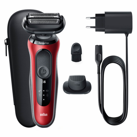 Braun Series 6 61-R1200s Rasoir à grille Tondeuse Noir, Rouge