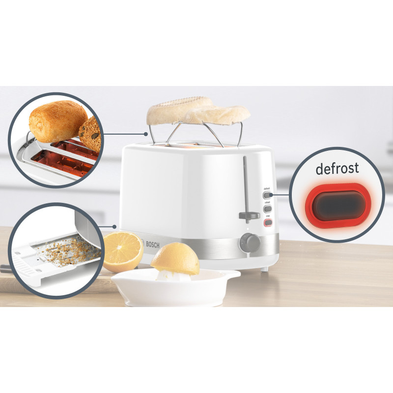 Bosch TAT6A511 broodrooster 2 snede(n) 800 W Wit