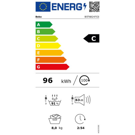 Beko B5T68247C0 Hybrid 2.0 Droogkast 8 kg Energieklasse C SteamCure OptiSense