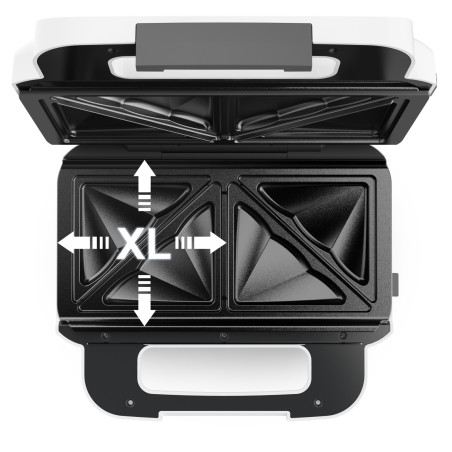 Tefal Snack XL SW7011 gaufrier et appareil à croque-monsieur 850 W Blanc, Acier inoxydable