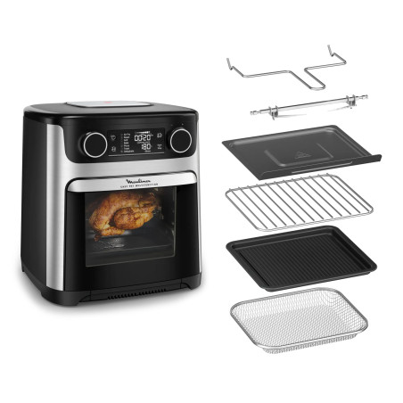 Moulinex Easy Fry Multifunction AL556DF0 friteuse Enkel 15 l Vrijstaand Heteluchtfriteuse Zwart, Roestvrijstaal