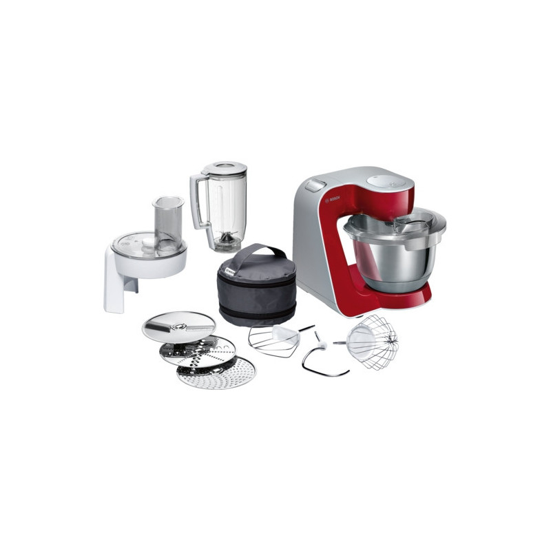 Bosch MUM58720 robot de cuisine 1000 W 3,9 L Gris, Rouge, Acier inoxydable