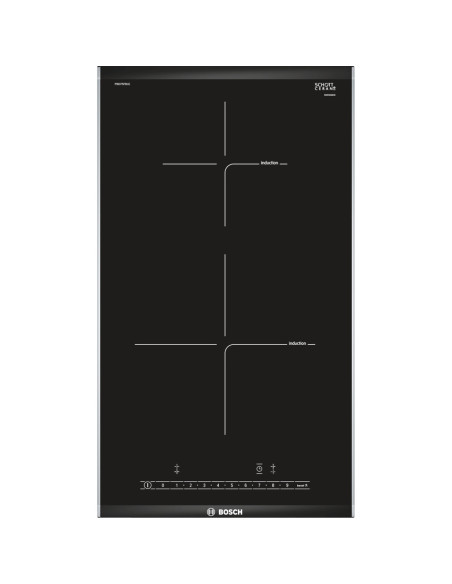 Bosch PIB375FB1E plaque Noir, Acier inoxydable Intégré (placement) Plaque avec zone à induction 2 zone(s)