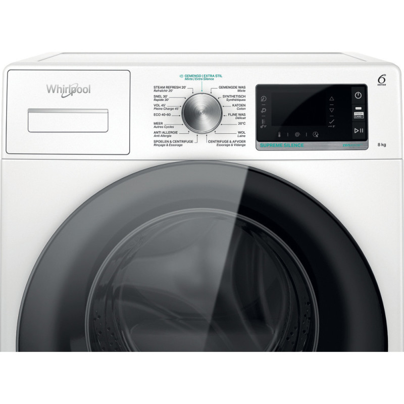 Whirlpool W6 W845WB BE machine à laver Charge avant 8 kg 1351 tr/min Blanc
