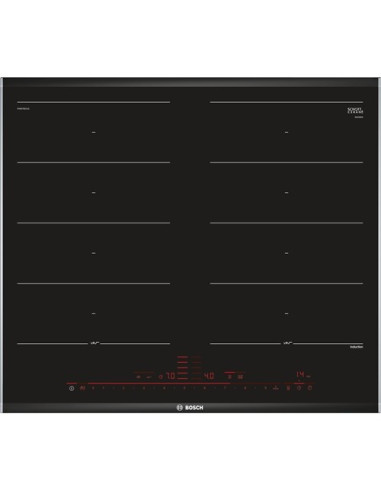 Bosch PXX675DC1E plaque Noir, Acier inoxydable Intégré (placement) Plaque avec zone à induction 4 zone(s)