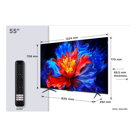 TCL P8K 55P8K tv 139,7 cm (55") 4K Ultra HD Smart TV Wifi Metallic 350 cd/m²