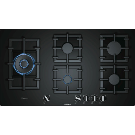 Bosch Serie 6 PPS9A6B90 kookplaat Zwart Ingebouwd 90 cm Gaskookplaat 5 zone(s)