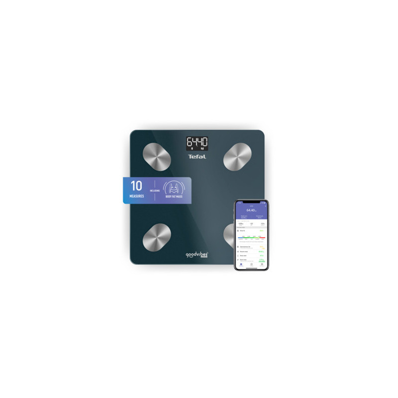 Tefal Goodvibes Life + BM9620S1 balance Carré Bleu Pèse-personne électronique